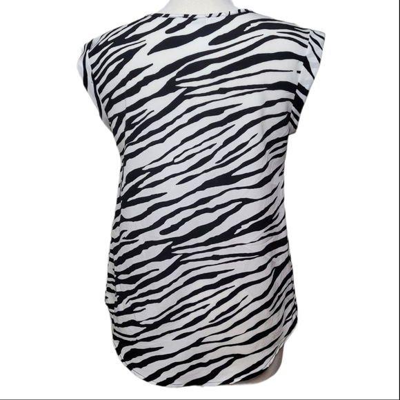 KENAR Top Blouse Zebra Animal Stripes Cap Sleeve - Picture 4 of 8
